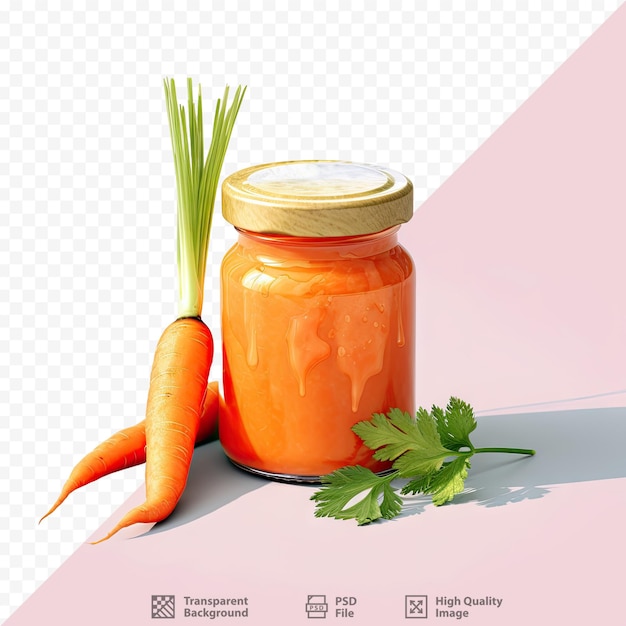 A baby carrot puree jar isolated on a transparent background