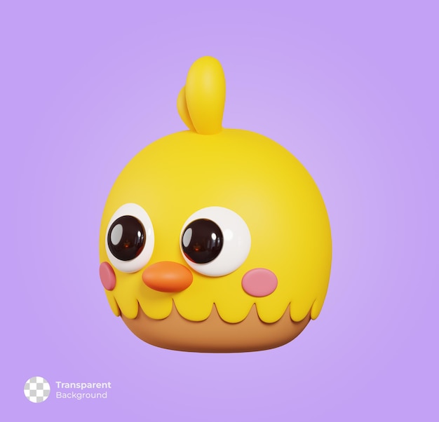 PSD baby chick side view isolated cute cartoon animal head 3d render illustration