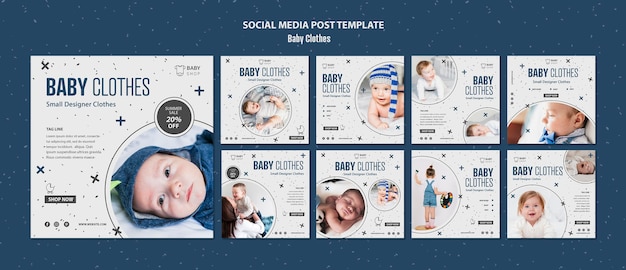 Modello di post di social media vestiti del bambino