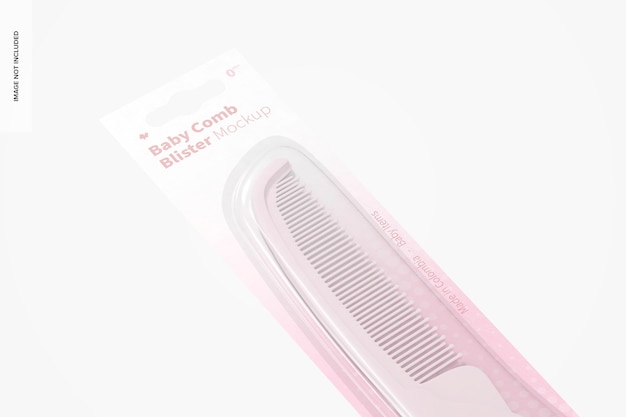 Baby comb blister mockup, close up