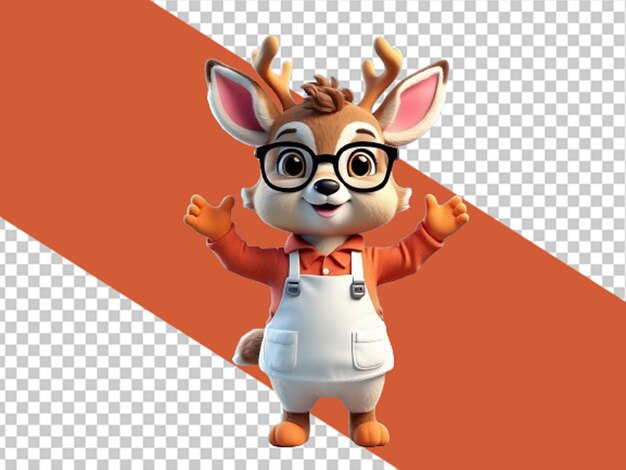 PSD a baby deer wearing an apron and big glasses