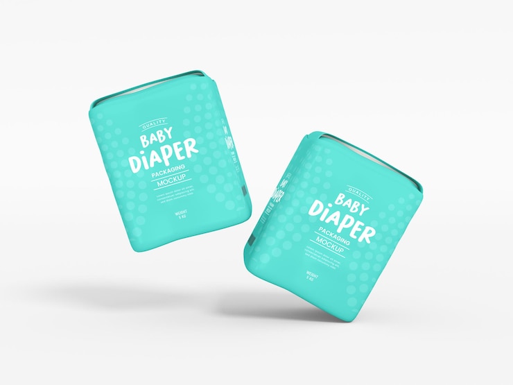 PSD baby diaper packaging  mockup
