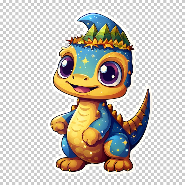 PSD baby dinosaur sticker isolated on transparent background