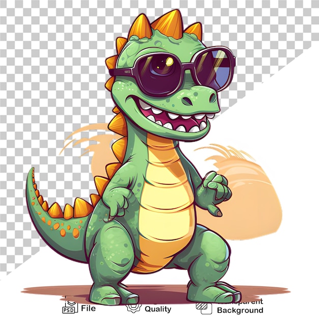 PSD baby dinosaur wearing glasses isolated on transparent background png file