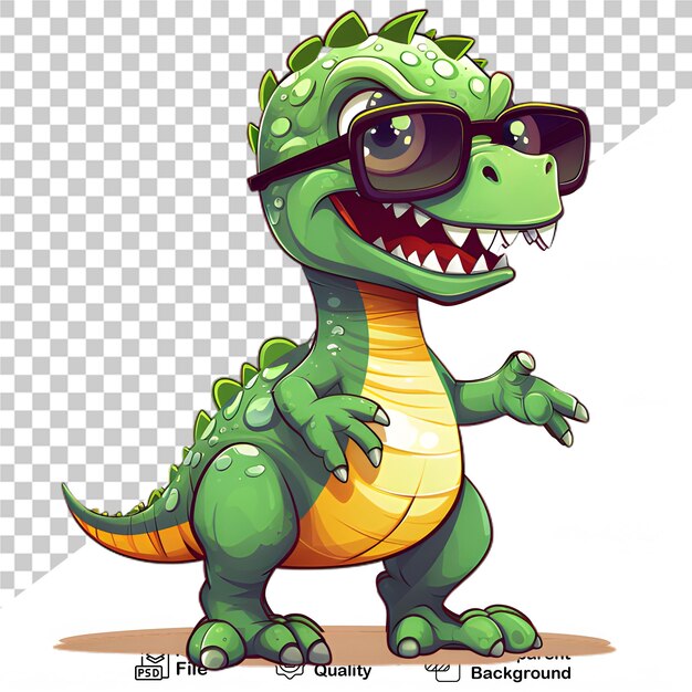 Baby dinosaur wearing glasses isolated on transparent background png file