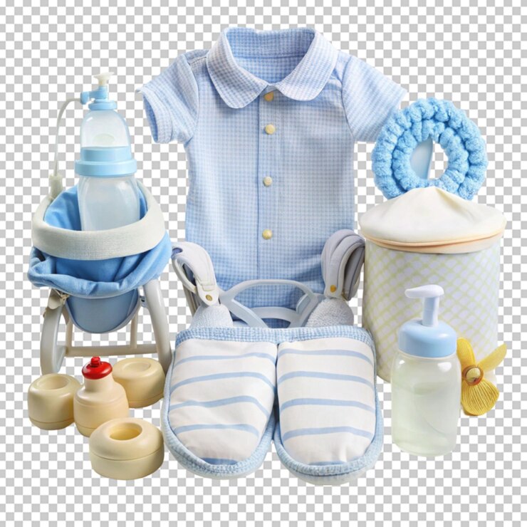 PSD baby equipment isolated on white