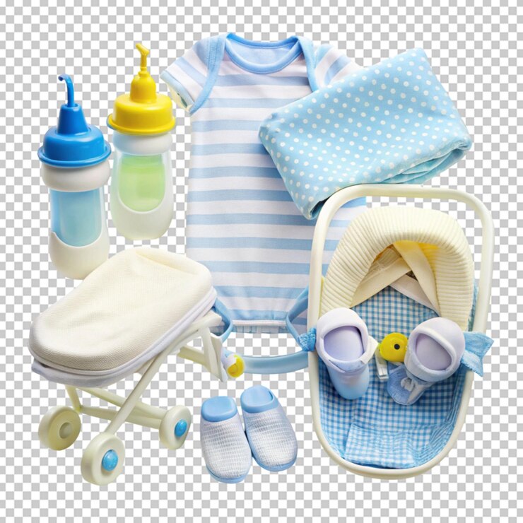 PSD baby equipment isolated on white