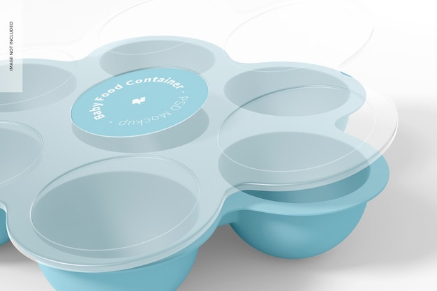 PSD baby food container mockup, close up