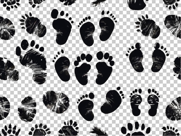 PSD baby footprints silhouette drawing print isolat on white background