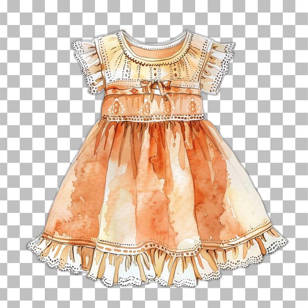 PSD baby girl dress with laces watercolor nursery