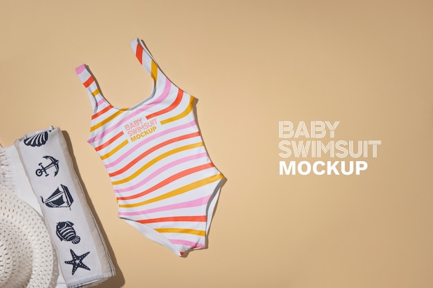 PSD 女の赤ちゃんの水着のモックアップ デザイン