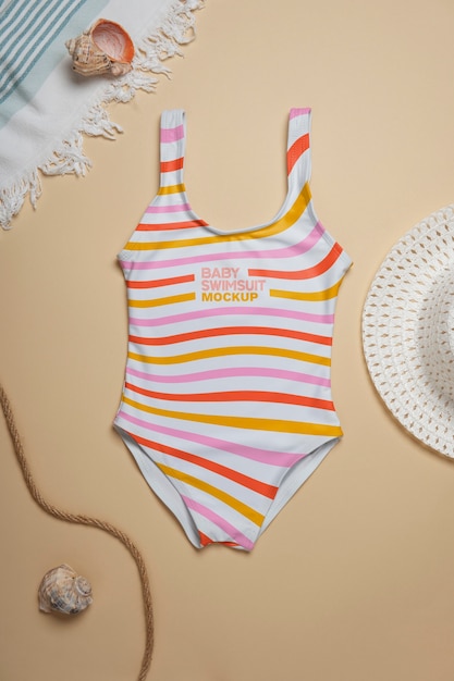 PSD baby girl swimsuit mockup design