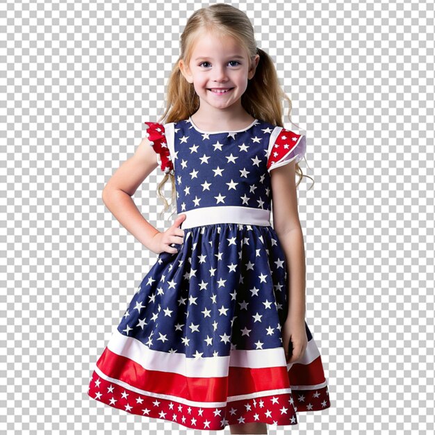 미국 드레스를 입은 아기 소녀