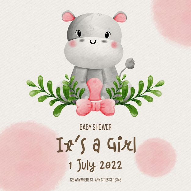 baby girl with safari animal template baby shower template