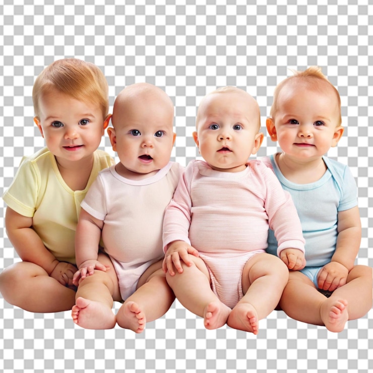 PSD baby group over white baby development stages