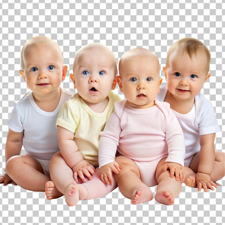 PSD baby group over white baby development stages