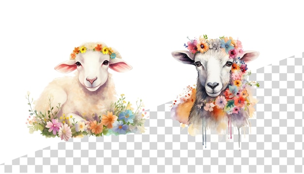 PSD baby lamb clipart akwarel ai generatywny