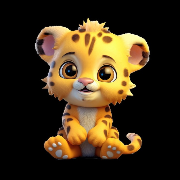 Baby leopardo carino kawaii baby leopardo immagine generata dall'immagine simpatico cartone animato illustrazione