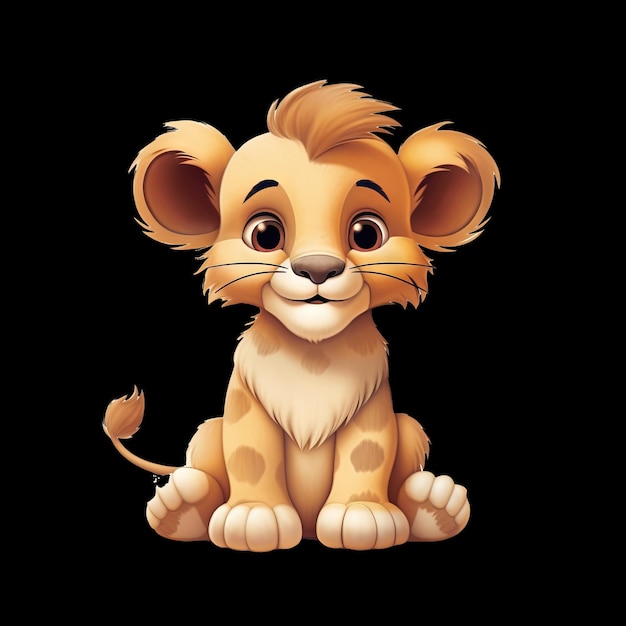 PSD baby lion cute baby lion cute cartoon lion ai generated image cute cartoon illustration