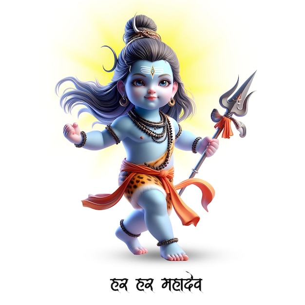 PSD baby lord shiva con il design di trishul.