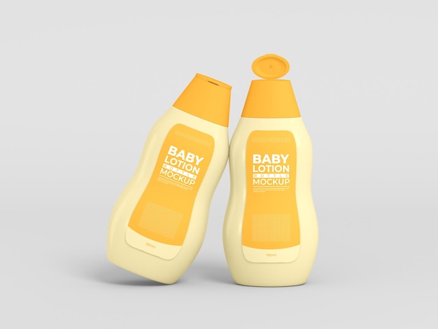 Baby Lotion Bottle Packaging Mockup