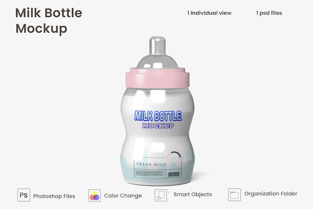 Baby milk bottle mockup design premium psd