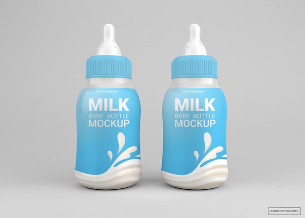 Baby milk bottle mockup isolated