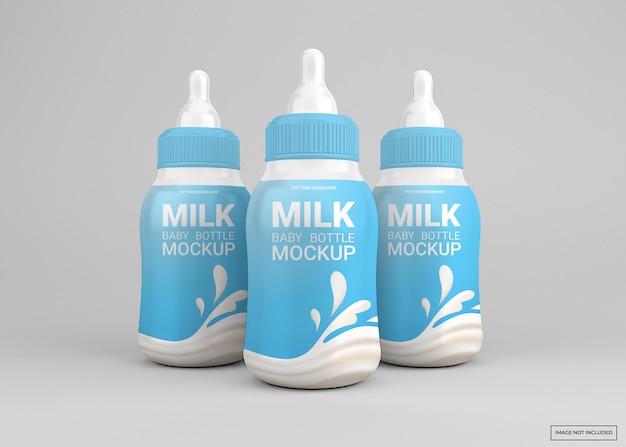 Baby milk bottle mockup isolated