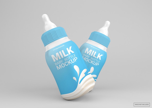 Baby milk bottle mockup isolated