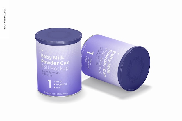 Baby milk powder can mockup, perspective