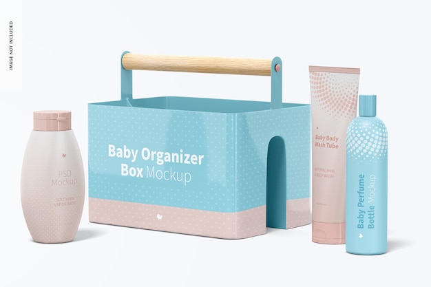 PSD baby organizer box mockup, right view