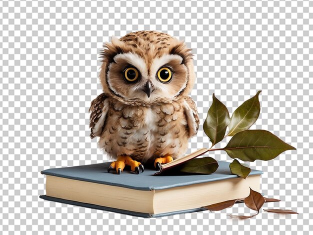 PSD baby owl with book