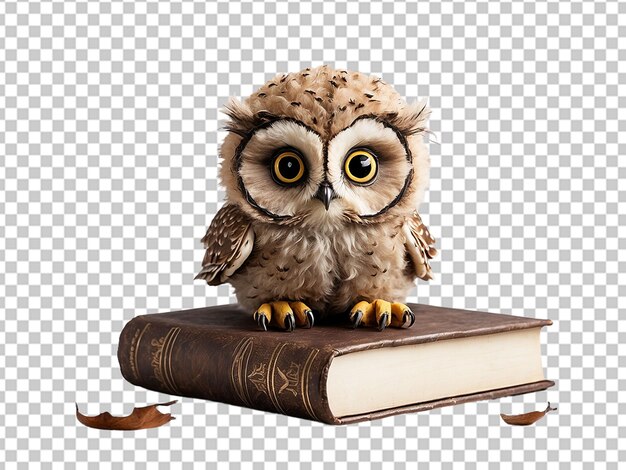 PSD baby owl with book