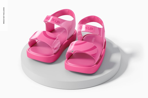 PSD baby plastic sandals mockup, perspective