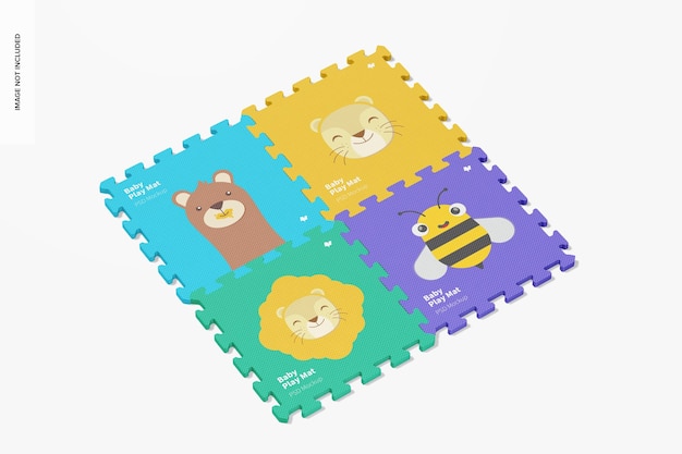 Baby play mat set mockup