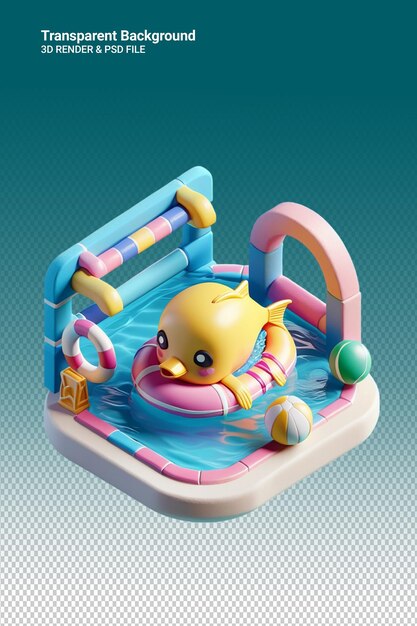 PSD a baby in a pool with a toy in it