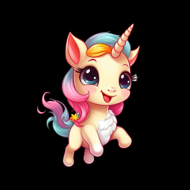 PSD baby running unicorn baby cute running unicorn ai generated image cute cartoon illustration