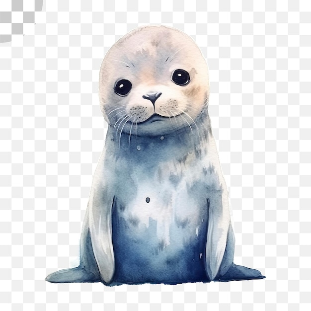 PSD baby seal watercolor transparent background