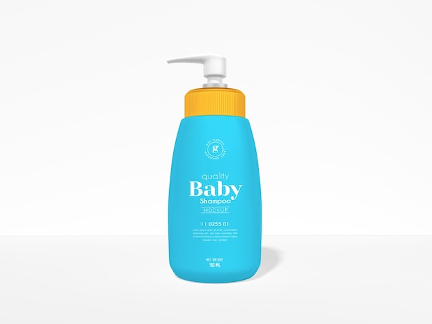 Baby Shampoo Pump Bottle Packaging Mockup