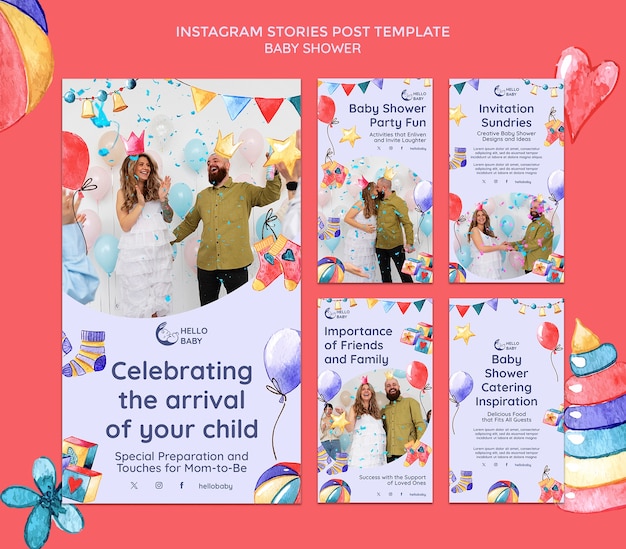 PSD baby shower celebration  instagram stories