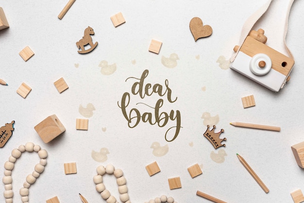 PSD decorazioni per baby shower con fotocamera