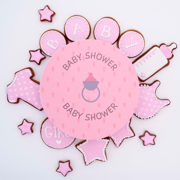 PSD decorazioni per baby shower con stelle rosa