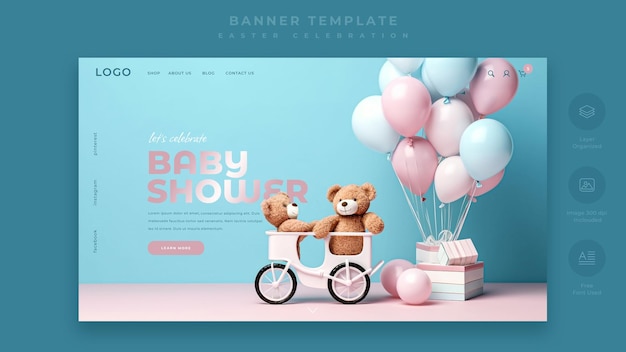 PSD baby shower design landing page template