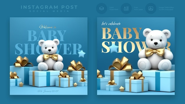 PSD baby shower instagram posts