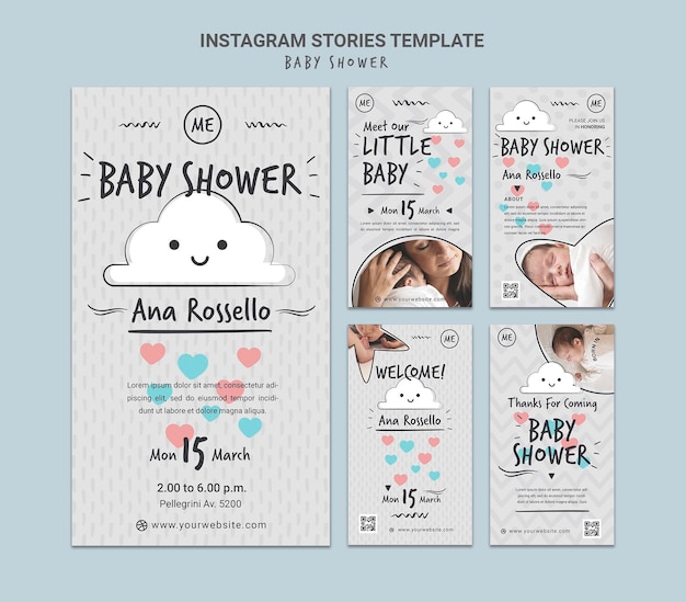 PSD storie di social media per baby shower