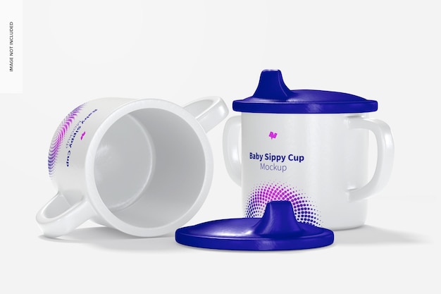 PSD baby sippy cup set mockup