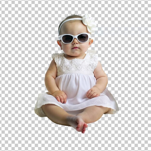 PSD baby sitting on chair wearing sunglasses png