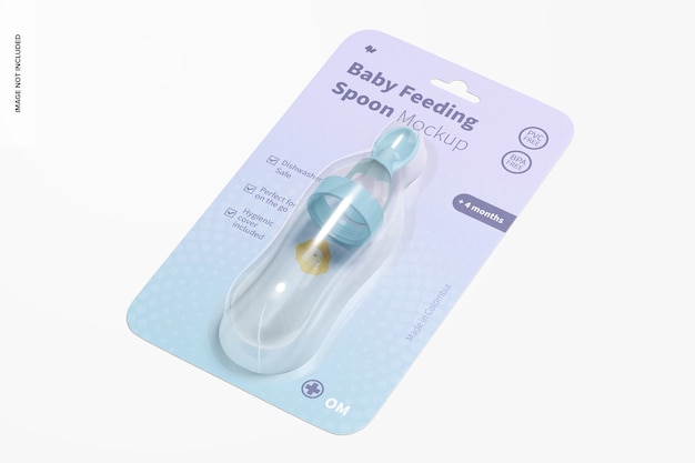 Baby squeeze feeding spoon blister mockup