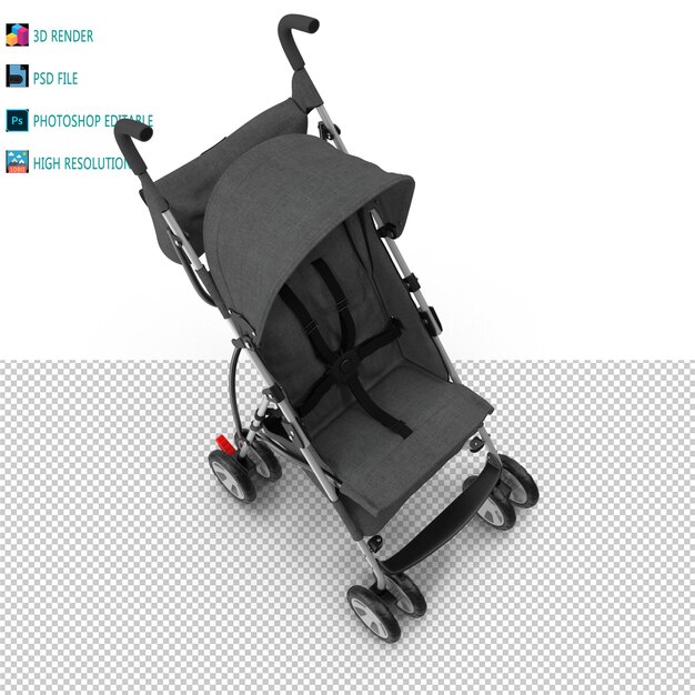 PSD baby stroller 3d render psd