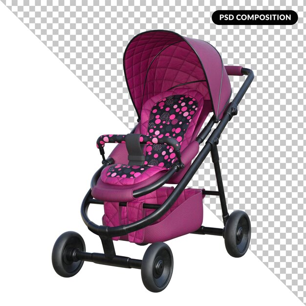 PSD baby stroller isolated 3d
